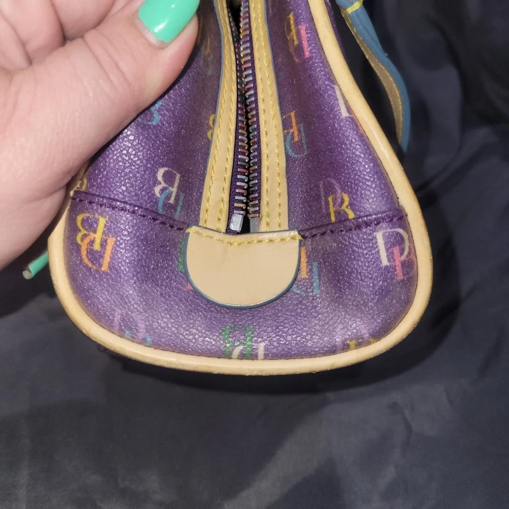 VTG Dooney and Bourke Mini Dome Boston Purple w/ Multicolored Zipper Y2K Bowling